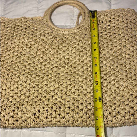 A.N.A. Tan Woven Tote Bag with Tassel - Picture 6 of 9